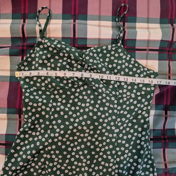 Green Floral Print Summer Midi Dress - Size Medium - Picture 4 of 4